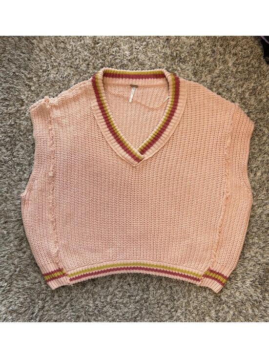Free People Sweaters - Free People Clyde Oversized Slouchy Sweater Vest Knit Coral Pink Women's Size XS